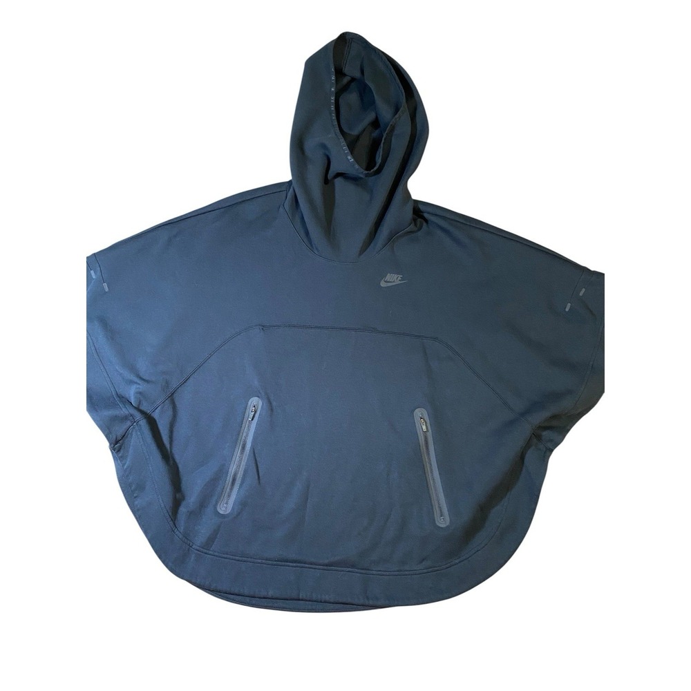 Nike Tech Fleece Poncho Hoodie Womens M Black Short Sleeve Cowl Neck Cape